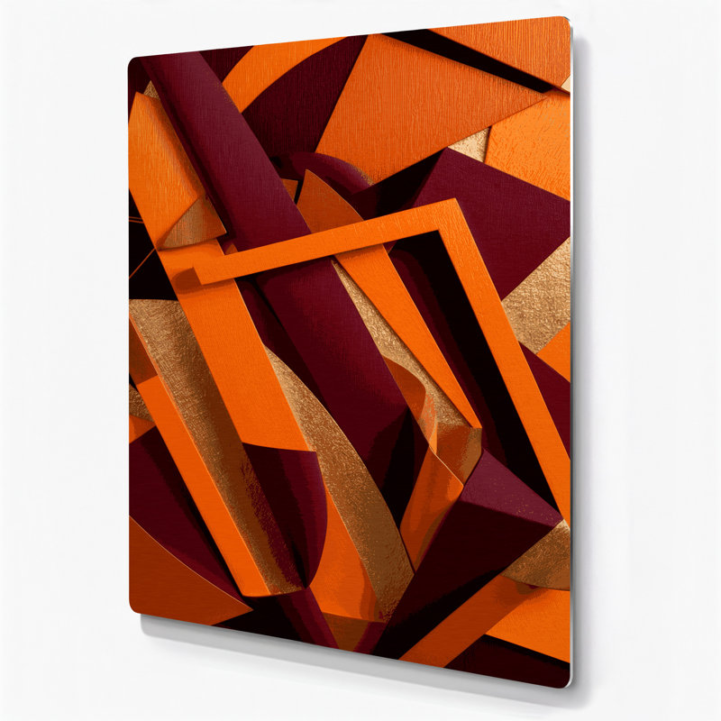 Abstrait formes 54, art mural en métal brun, H 12 po x l 18 po