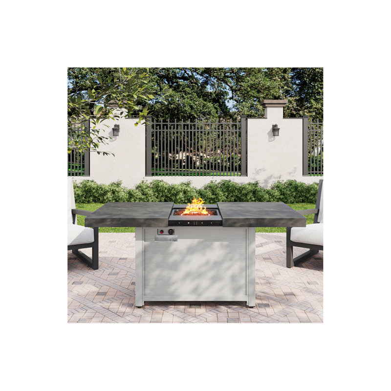 Extendable Rectangle Aluminum Alloy Fire Pit Table, 50,000BTU