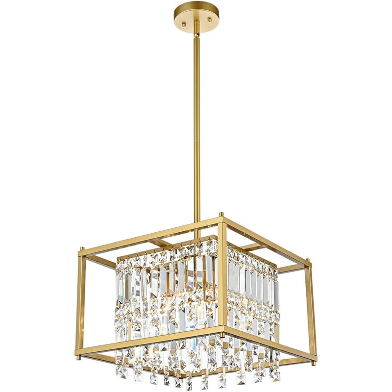 Lustre carré / rectangulaire à 4 lumières à intensité variable Ariyannah, Or