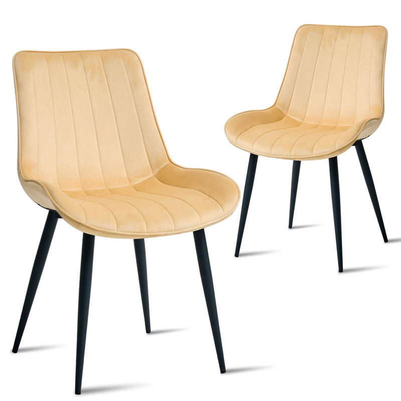 Velvet Dining Chairs Set of 4, Modern Upholstered Kitchen Chair With Metal Legs For Bedroom Living Room, Apartment, 4, Black