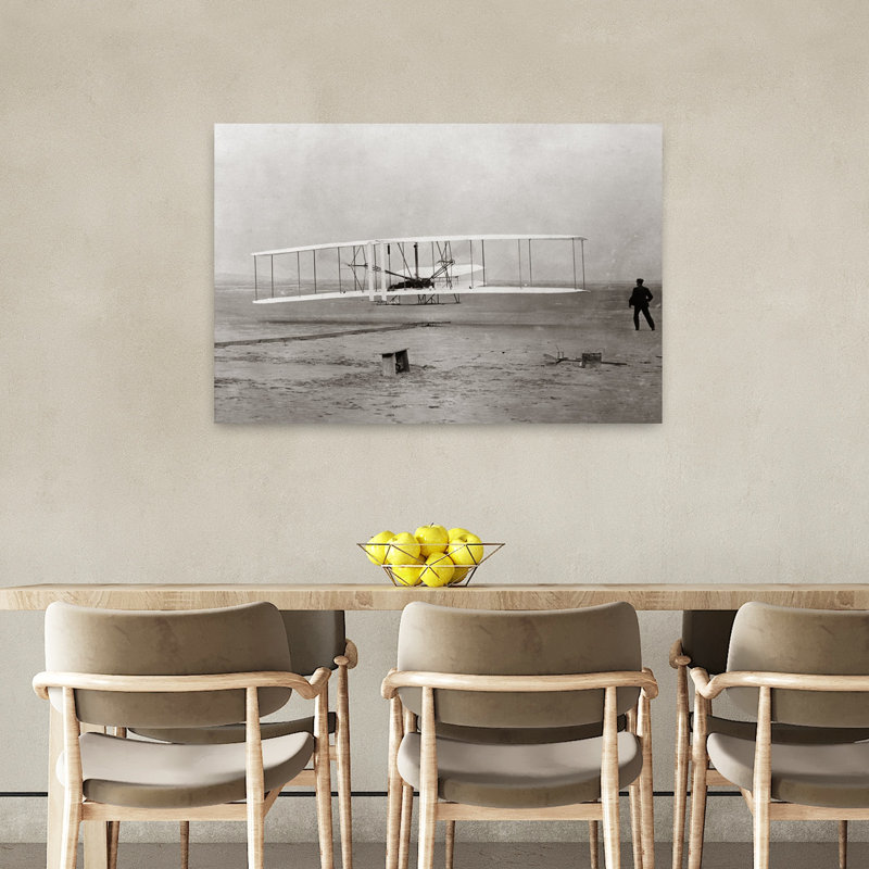 1903, l'avion des Frères Wright qui décolle à Kitty Hawk, Caroline du Nord, États-Unis, art mural contemporain