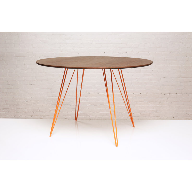 Williams Oval Metal Base Dining Table, Orange, 30" H x 54" L x 46" W, Walnut
