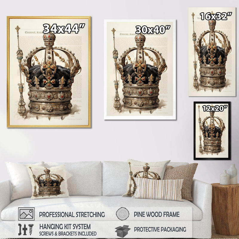 «Caylon Emperor Charl Allemagne Carolingian Portrait I», reproduction sur toile, Cadre photo noir, H 20 po x l 12 po