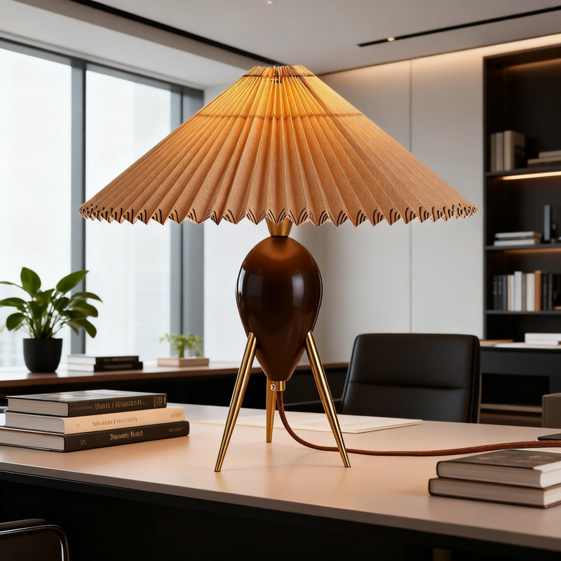 Lampe de table de ferme moderne avec abat-jour à double parasol, base en bois naturel et ampoule E12 incluse pour chambre à coucher, table de chevet, salon, bureau, décor