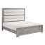 Élégant lit à finition grise avec tête de lit capitonnée et mobilier de chambre à coucher moderne en bois 1pc