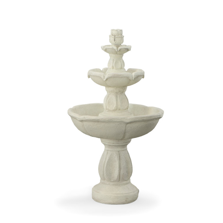 Alcott Hill® Faux Stone Three Tiered Garden Water Fountain | Wayfair