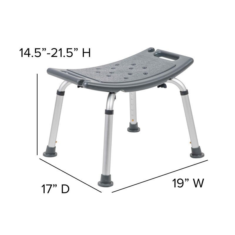 Adjustable Gray Bath & Shower Chair with Non-Slip, Tool-Free Assembly