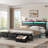 Farmhouse Bed Frame With 3 Storage Drawers Bench, Led Lights And Charging Station-154031505-154031508
