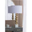 Lampe de table D15x29,5 "or et blanc avec corps rond à quatre niveaux (assemblage de l'abat-jour requis)-1856630419