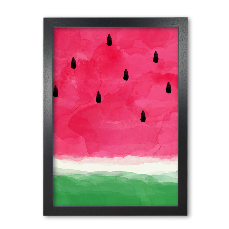 Watermelon Abstract - Print, 42 cm H x 30 cm W x 5 cm D, Black Grain Frame