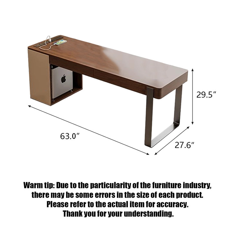 Bureau en bois massif Minimalist, H 29,53 po x l 62,99 po x P 27,56 po