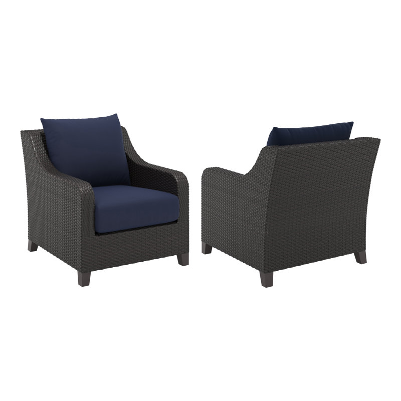 Fauteuils club d'extérieur en osier Rienelt, Bleu