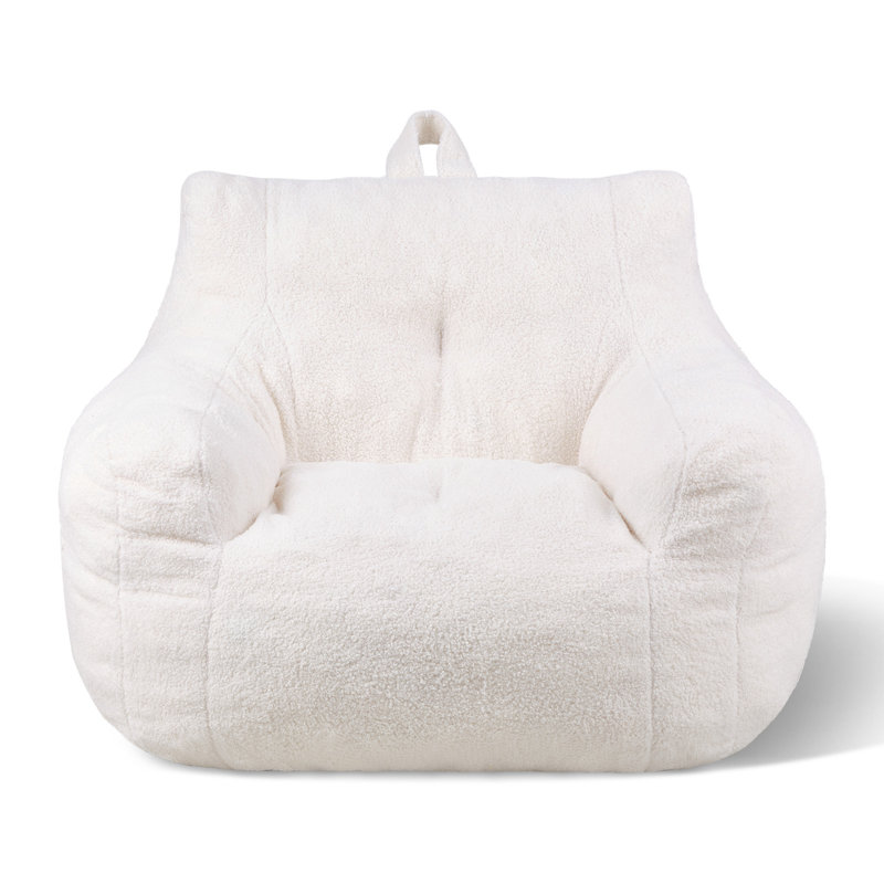 3 feet Bean Bag Chair with Soft Armrests and Storage Pocket White