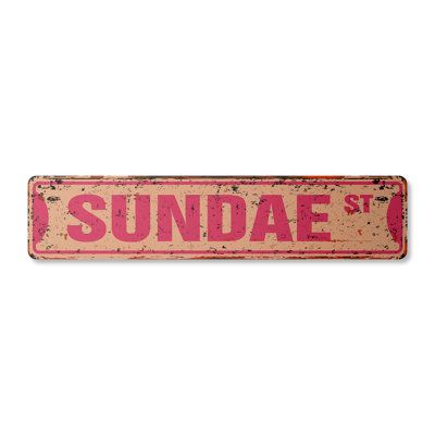 Plaque de rue Sundae en plastique robuste 4 po x 18 po