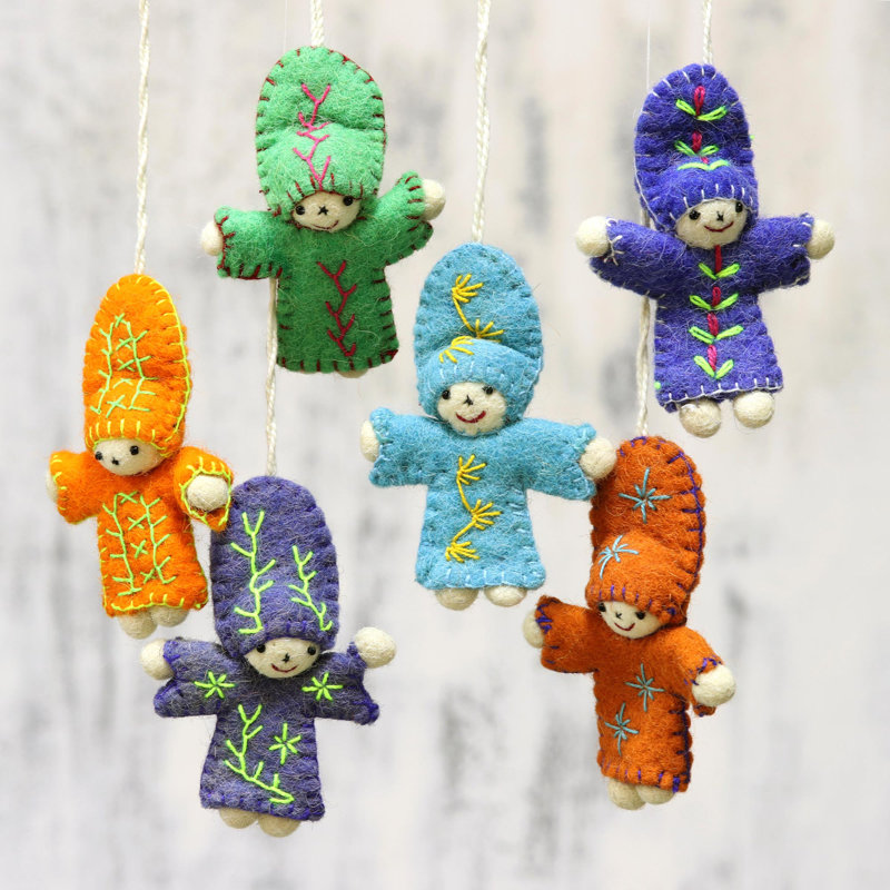 3.9'' Handmade Fabric People Hanging Figurine Ornament