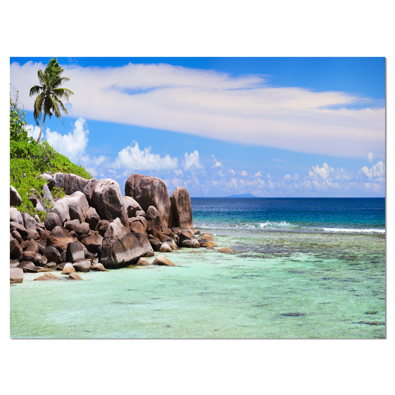 « magnifiques seychelles de la côte rocky coast »-impression, H 16 po x l 32 po x P 1 po, Toile tendue