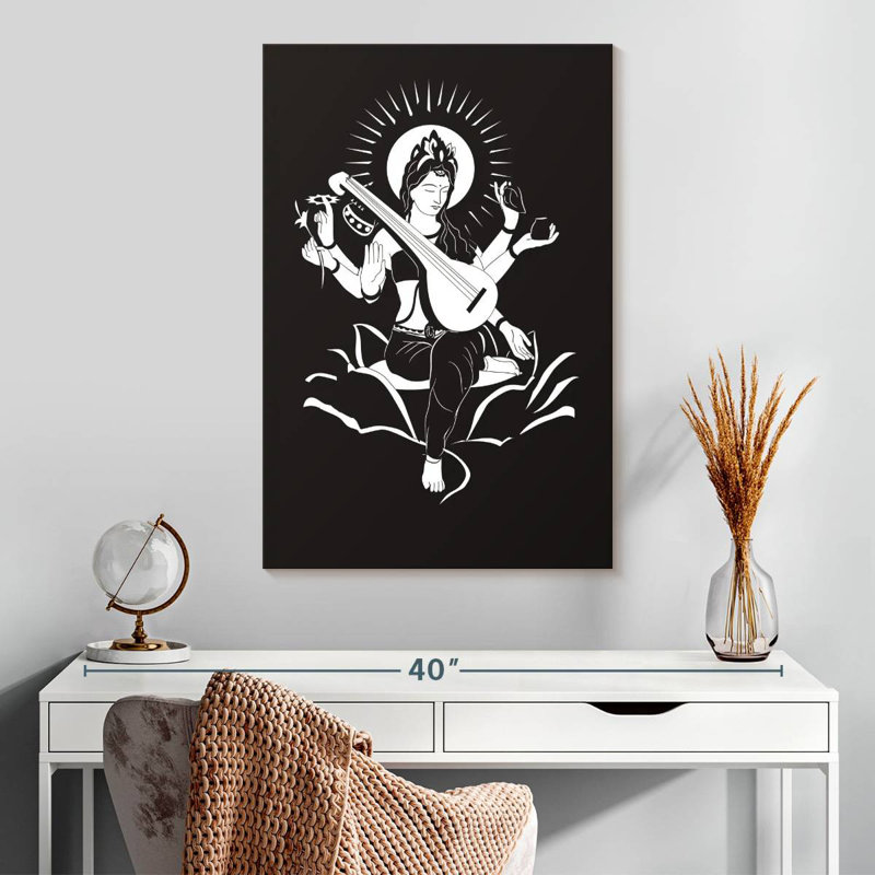 Adas symbolique Saraswati, H 30 po x l 20 po
