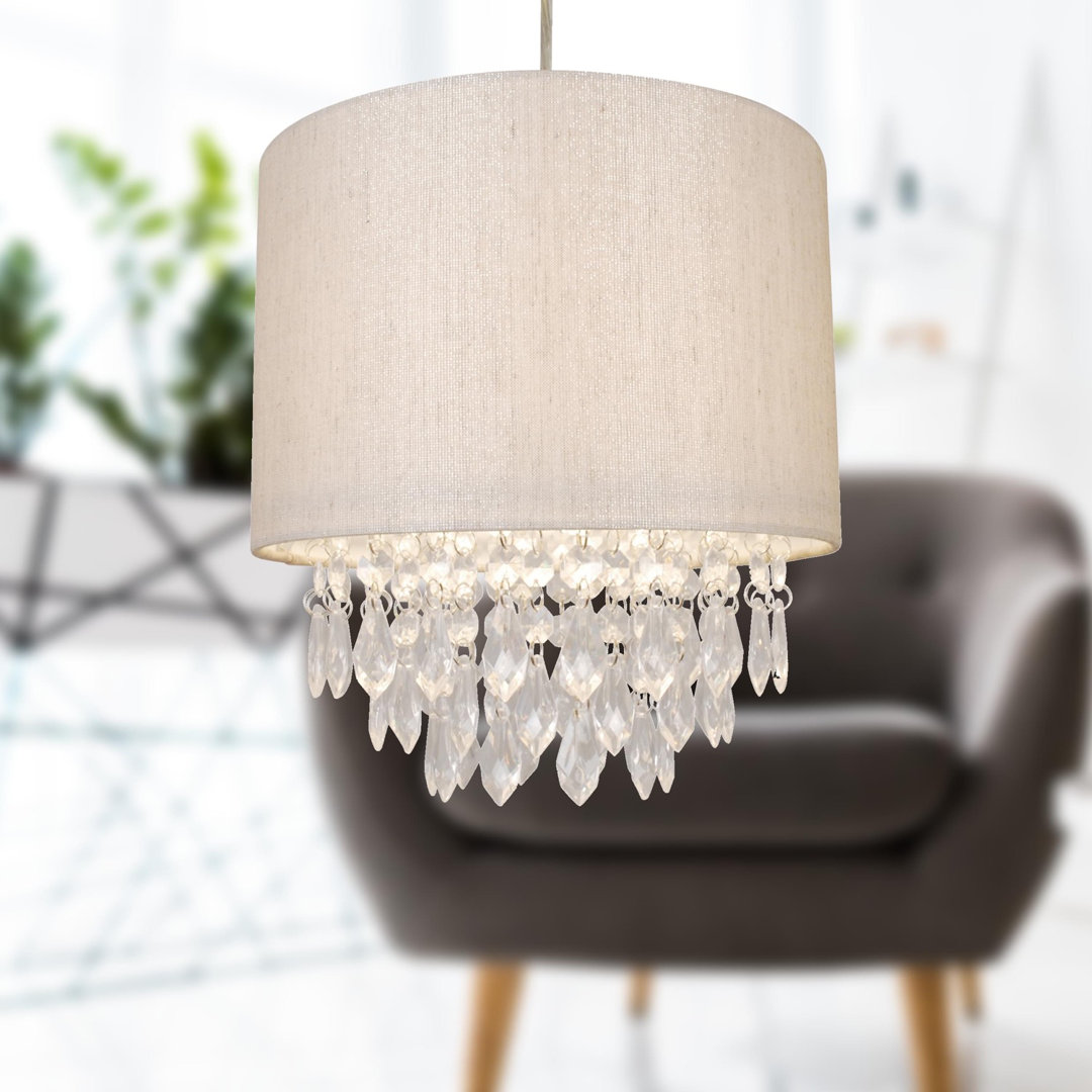 26Cm Silk/Shantung Drum Pendant Shade