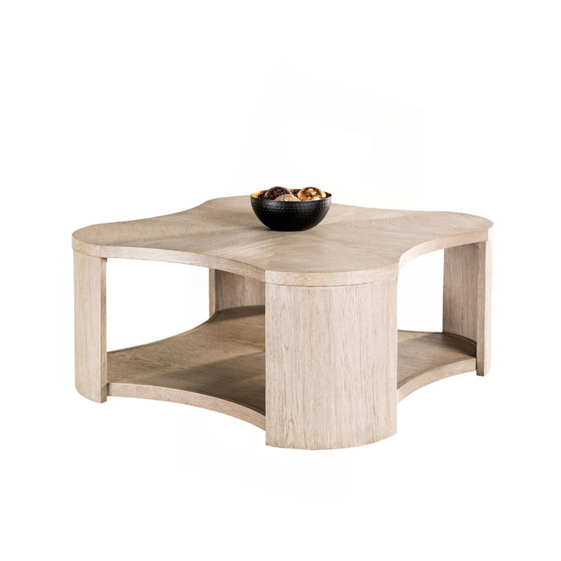 1 table basse de style moderne avec roulettes attachées avec rangement ouvert et structure en bois d'hévéa