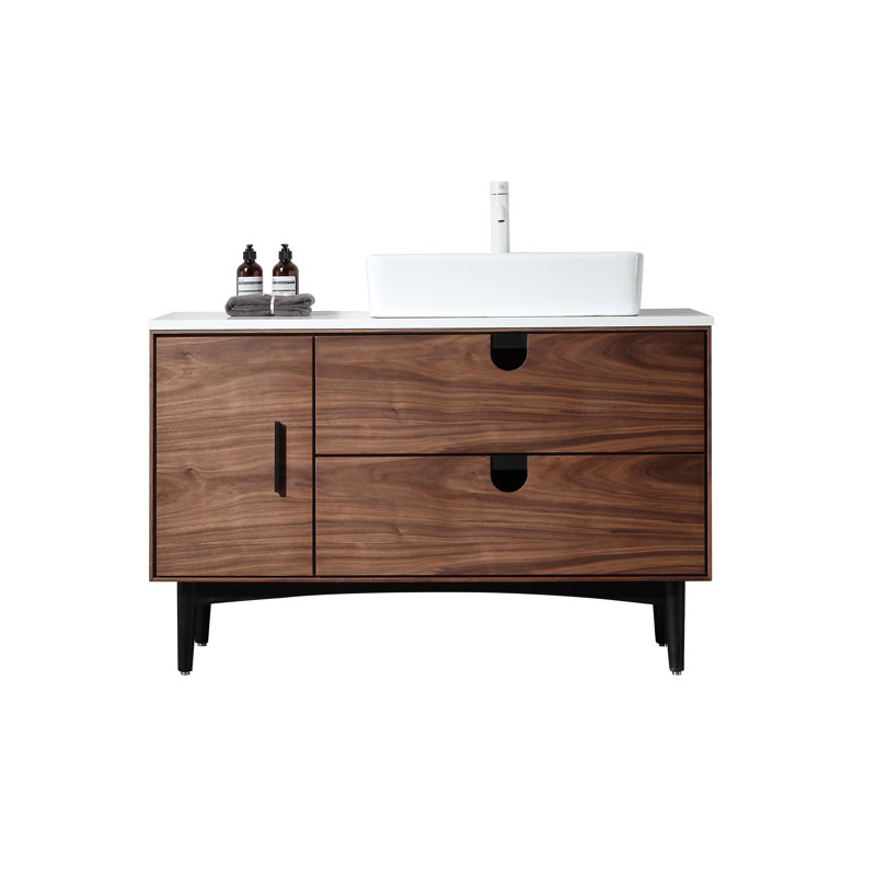 Portree 47" W Single Vanity, Walnut/Black