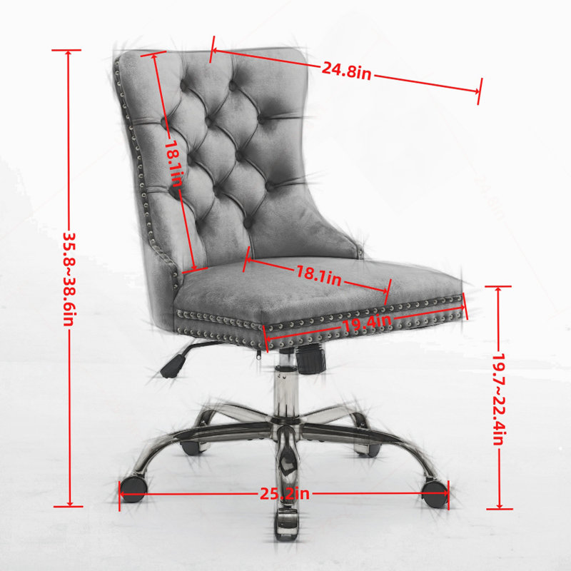 Furniture Office Chair,Modern Chenille Upholstered Tufted Button Home Office Chair With Chrome Metal Base,Adjustable Desk Chair Swivel Office Chair (Orange)