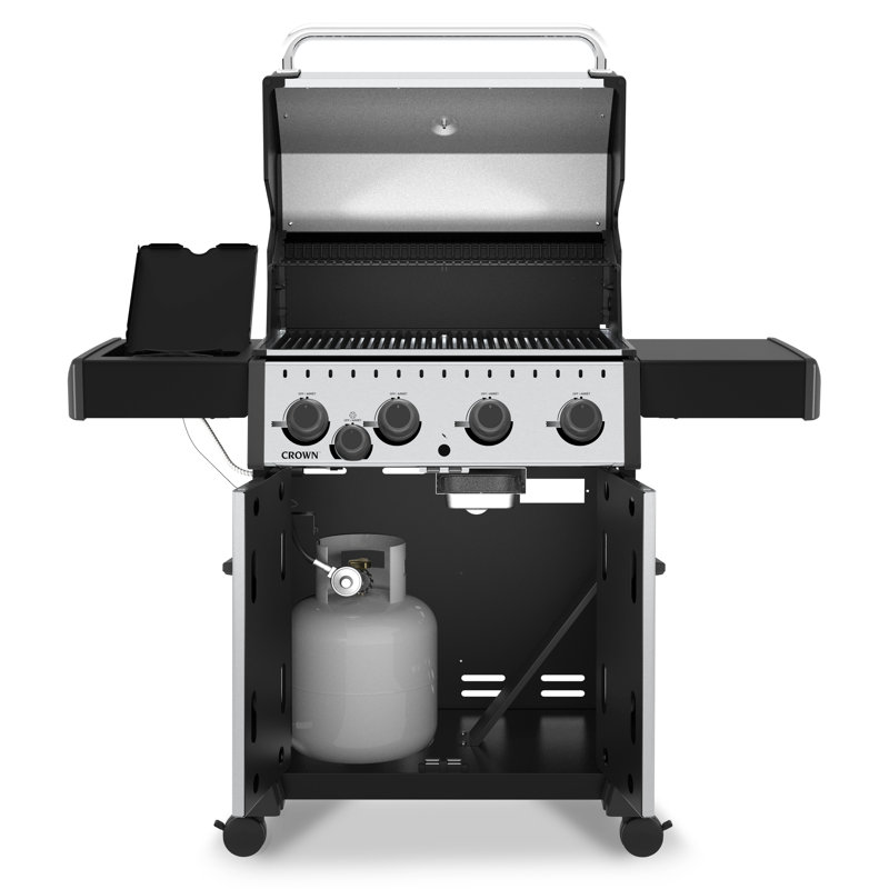 Broil King Crown S 440 4-Burner Natural Gas Grill in Stainless Steel with Side Burner, Liquid Propane