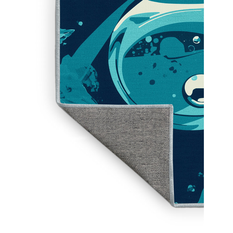 Machine Washable Patrizius Chemistry Flask Modern & Contemporary Rug in Green – SkyBlue Binding, 2x3
