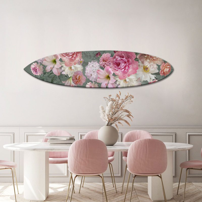 Floral Bloom Decorative Acrylic Surfboard by Oliver Gal