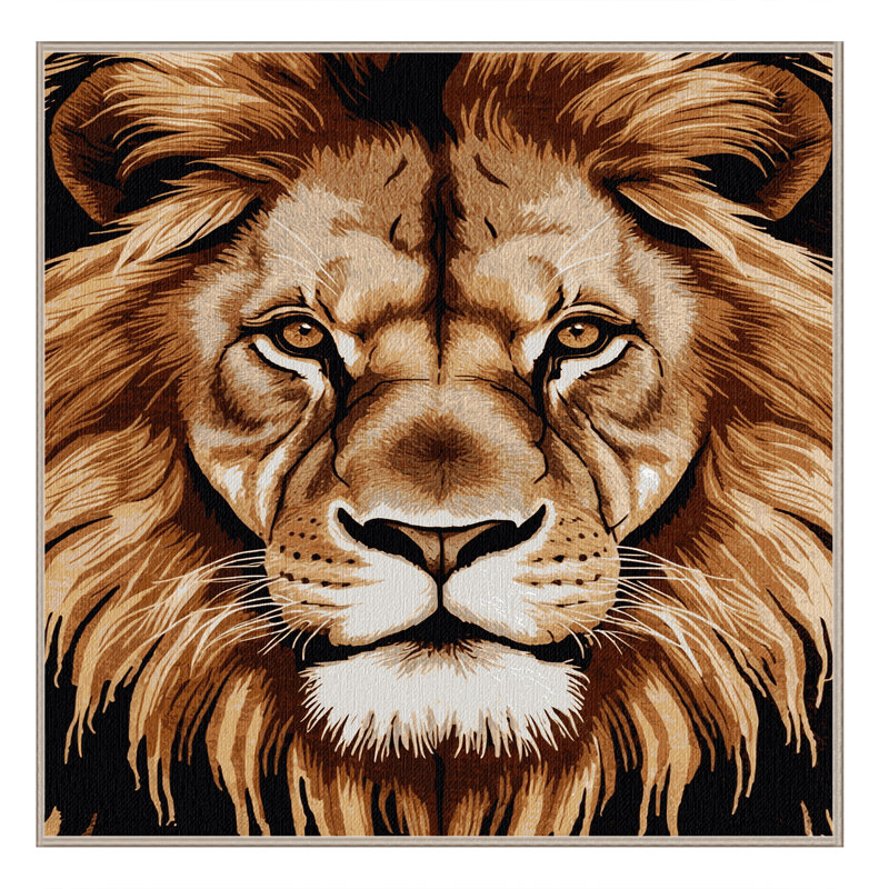  Tapis lavable à motif de lion de faune asiatique, Carré 6 pi