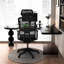 Bureau en bois massif en forme de L noir + bureau en acrylique-1083040346-1083040351