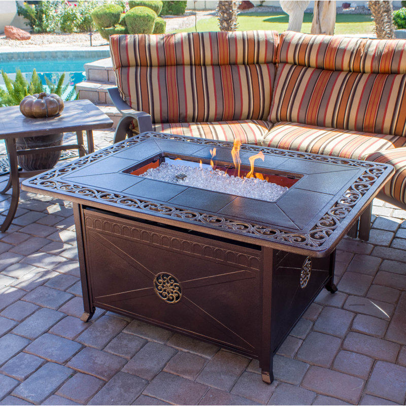 Spicewood Rectangle Aluminum Propane Smokeless Fire Pit Table with Hidden Fuel Tank