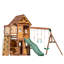 Aire de jeux extérieure DOLPHIN PLAYGROUND en cèdre de qualité supérieure avec balançoire, maisonnette, cuisine miniature, glissade de 1,8 m, 2 balançoires, trapèze et mur d'escalade. À partir de 3 ans.