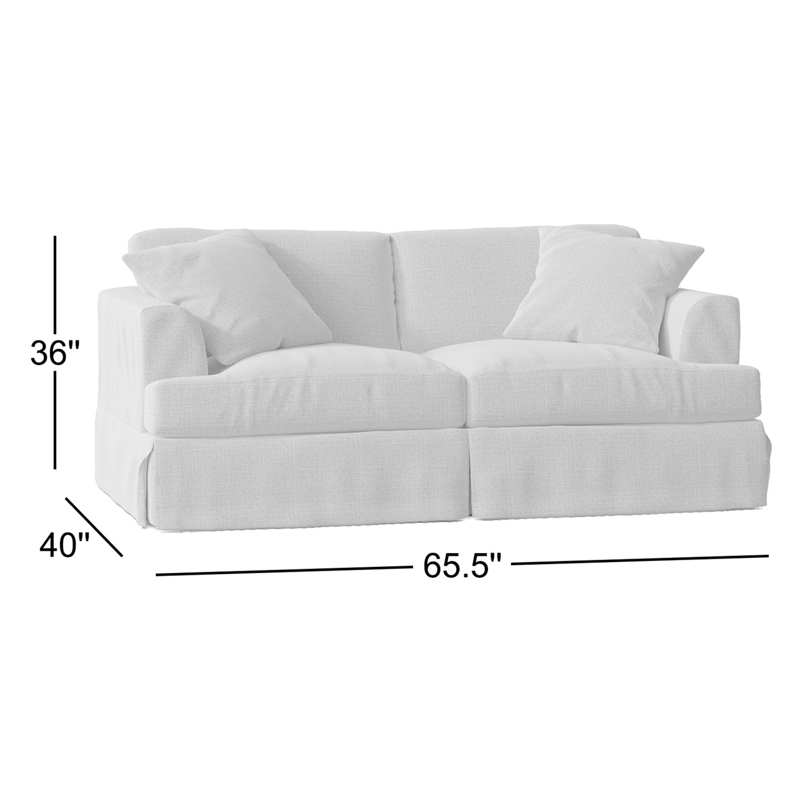 Lucia 65.5" Recessed Arm Slipcovered Loveseat, Lena Sand Performance Linen Blend