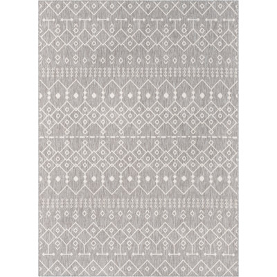 Marshanna Geometric Lattice Light Grey Indoor / Outdoor Area Rug
