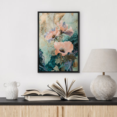 «Elegant Poppy Flowers», impression sur toile encadrée