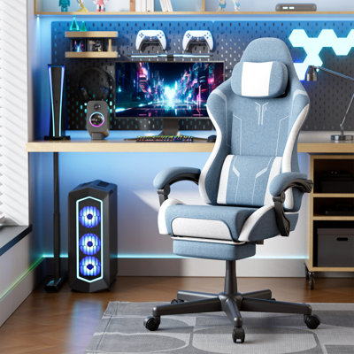 Soontrans Gaming Chair with Footrest High Back Ergonomic Gamer Chair with Headrest and Massage Lumbar Cushion Racing Reclining Video Game Chair for Ad by Brayden Studio