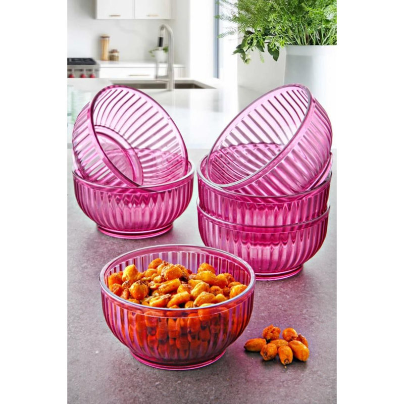 Set of 6 Lilac Acrylic Bowls, 4.0 x 4.0 x 2.0 inches | 8.5 Fl Oz Capacity Each | 100% Durable Acrylic, Dishwasher Safe | Perfect for Snacks, Salads, and Dips, Ideal for Home and Parties, Vibrant Color