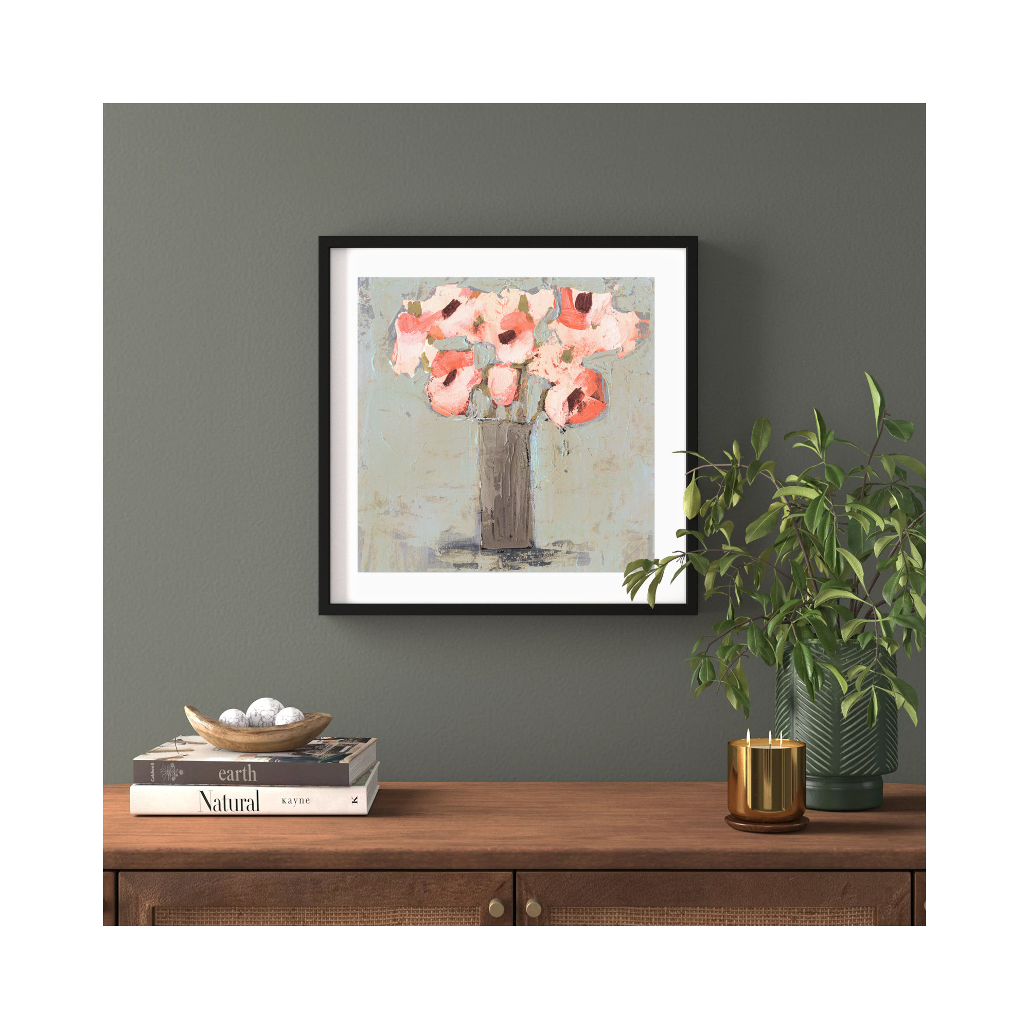 Pale Rustic Bouquet I by Victoria Borges, 30"H x 30"W, Black