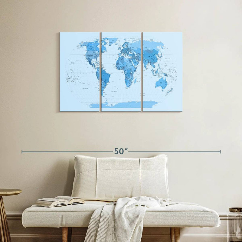 World Map Blues, H 24 po x l 38 po