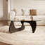Table basse triangulaire en bois naturel avec plateau en verre trempé de 42,5 po x 28,5 po x 16,1 po pour le salon / la chambre à coucher / le bureau-347679887
