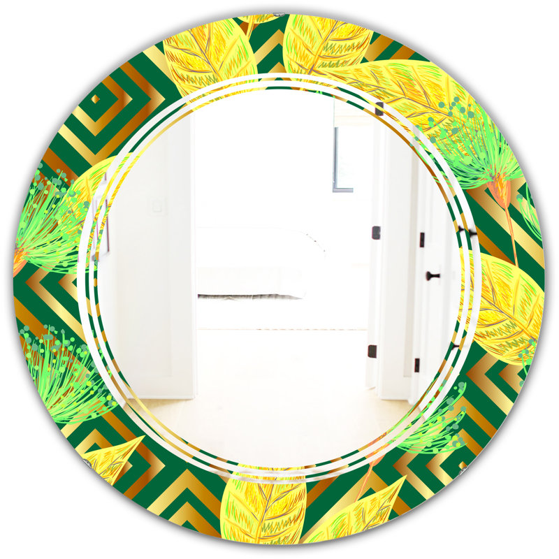 Triple C Frameless Wall Mirror, 23.6" x 23.6", Tropical Luxury Pattern II  