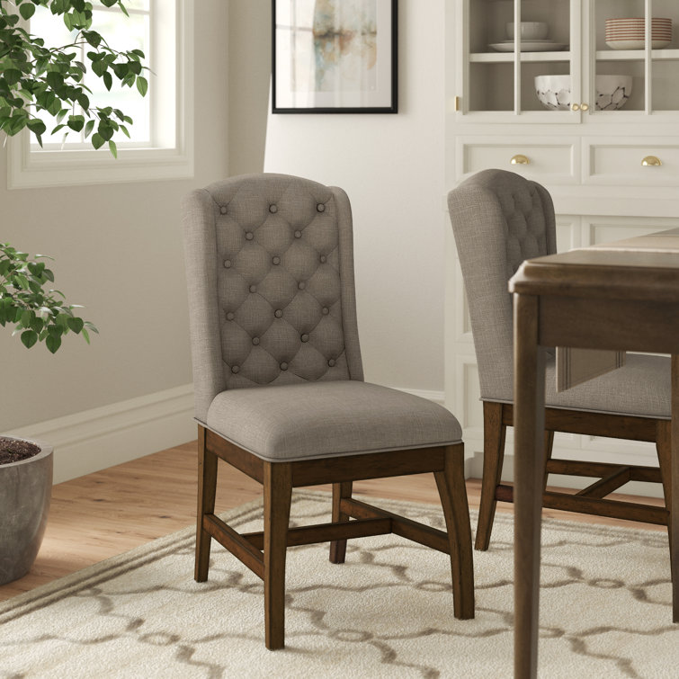 Angelyka Linen Upholstered Side Chair in Brown