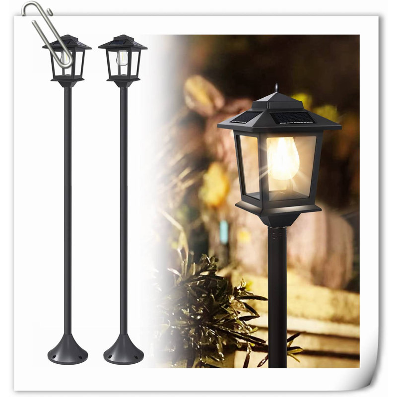 Lampadaire solaire 63 "Ezariyah 2Pack, Lampadaire d'extérieur imperméable Ezariyah, Noir