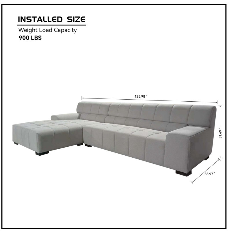 Canapé modulaire capitonné pour le salon, Tissu gris pâle