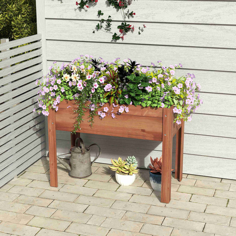 Lit de jardin surélevé avec pieds, H 30 po x l 16 po x P 31 po, Brun