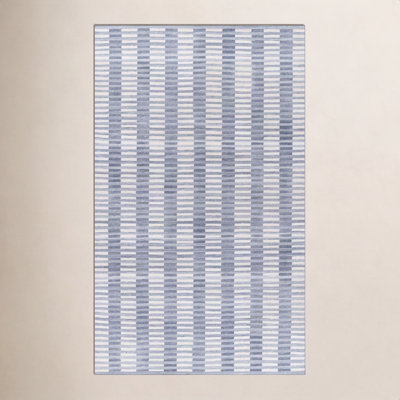 Acerra Blue Hand-Woven Striped Outdoor Rug