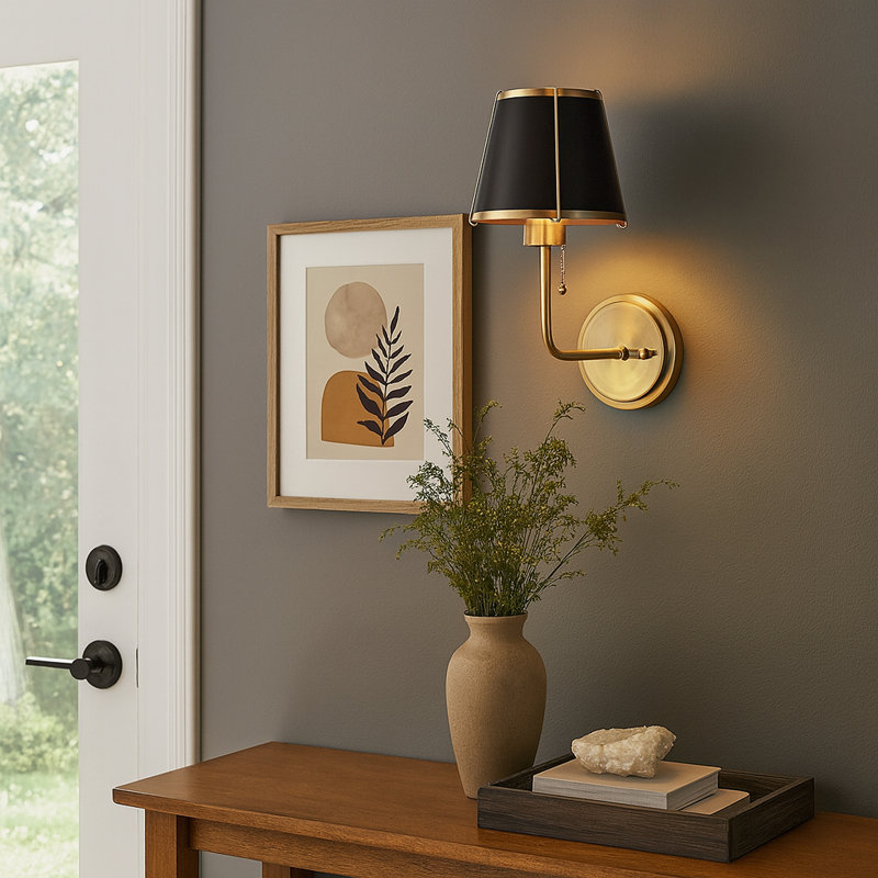 Clarke One Light Medium Wall Sconce with On/Off Pull Chain, Warm Brass