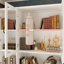 Armoire de rangement 6 tiroirs 3 portes avec tablettes réglables et portes partielles en verre