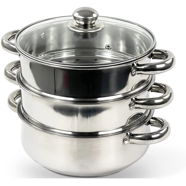 Kitchen Craft World of Flavours Italian Stainless Steel 4 L Pasta Pot with  Steamer Insert, 20 cm
