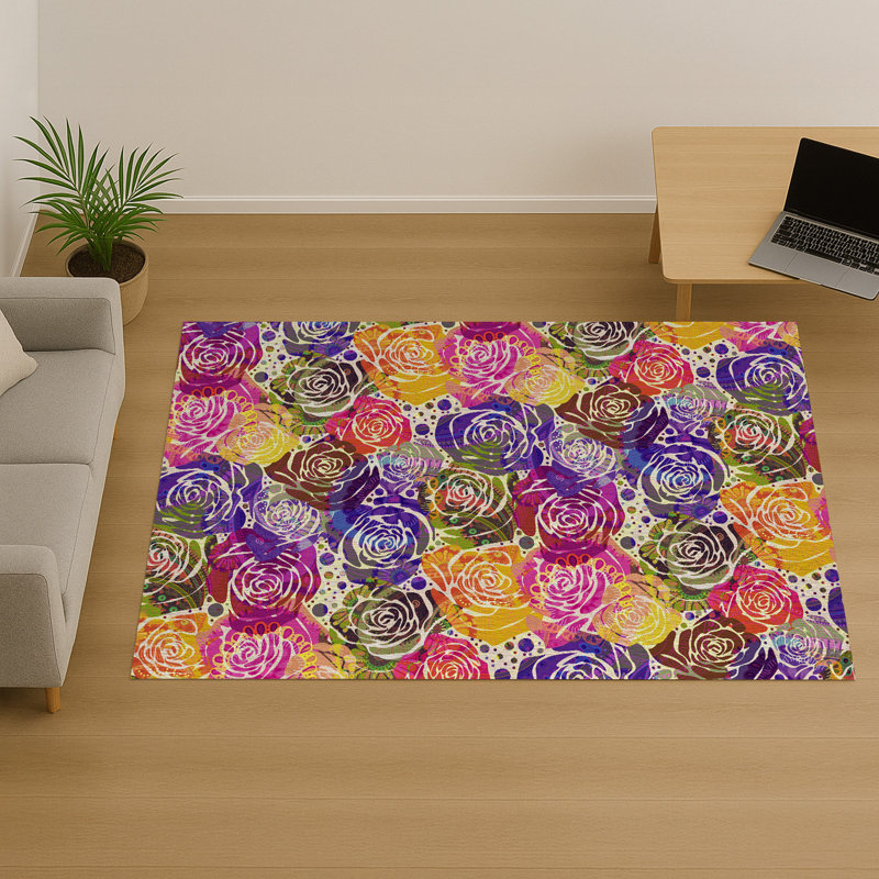 Floral Area Rug, Rectangle 155 x 230 cm